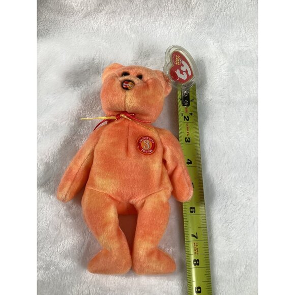 Ty Beanie Babies M.C. Anniversary 3rd Edition Bear 8" Orange Plush Collectible - Picture 2 of 6